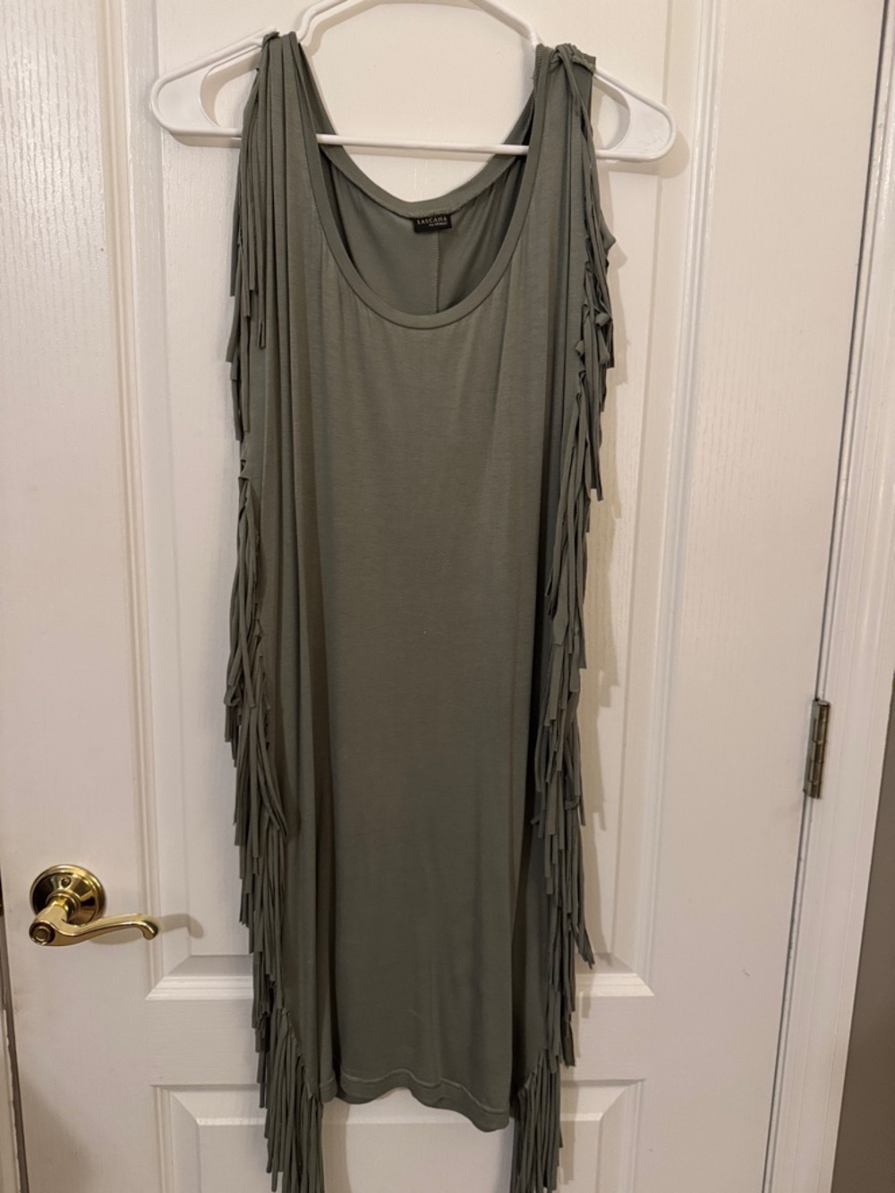 Sleeveless Fringe Midi Dress in Olive by Tantra